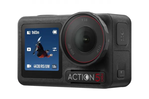 Action camera on a white background